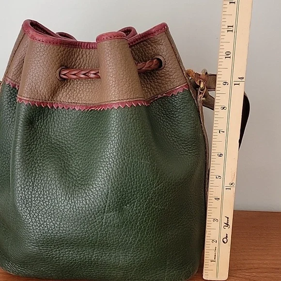 Dooney & Bourke Vintage Teton Drawstring Bucket Bag Green Drawstring - Picture 8 of 14